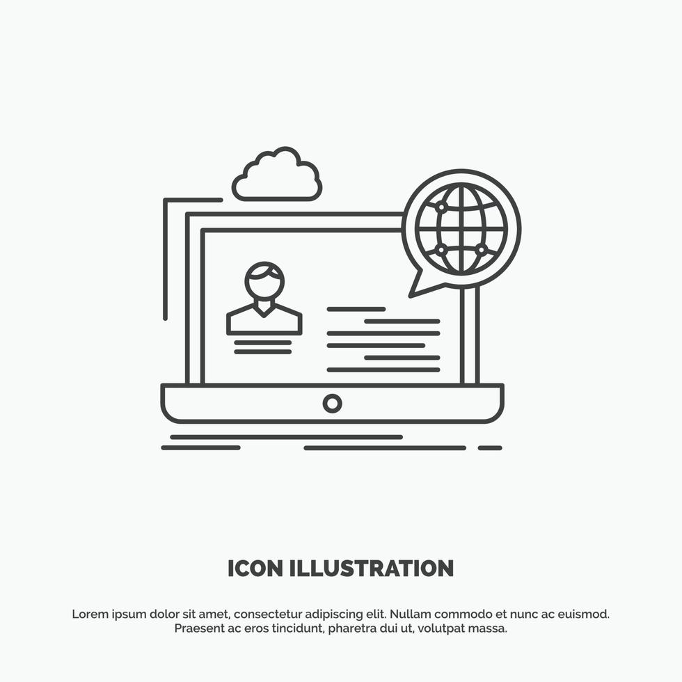 webinar. forum. online. seminar. website Icon. Line vector gray symbol for UI and UX. website or mobile application