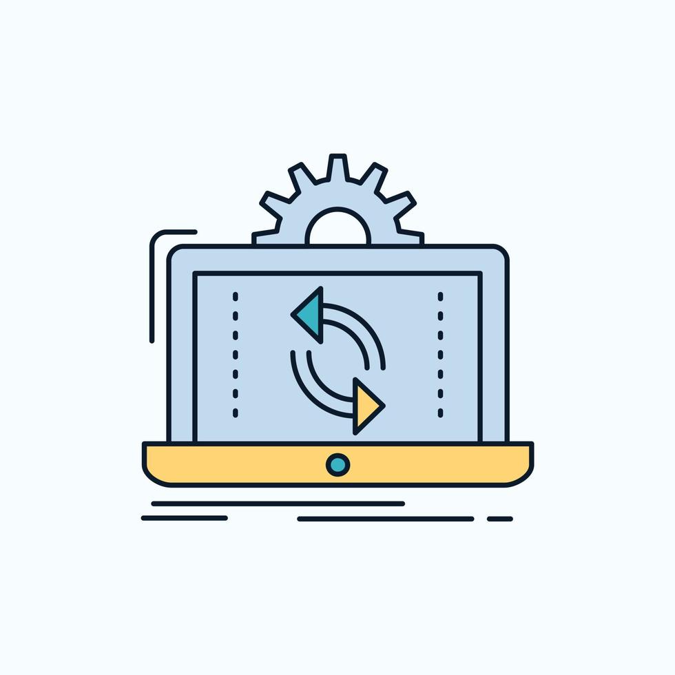 data. processing. Analysis. reporting. sync Flat Icon. green and Yellow sign and symbols for website and Mobile appliation. vector illustration