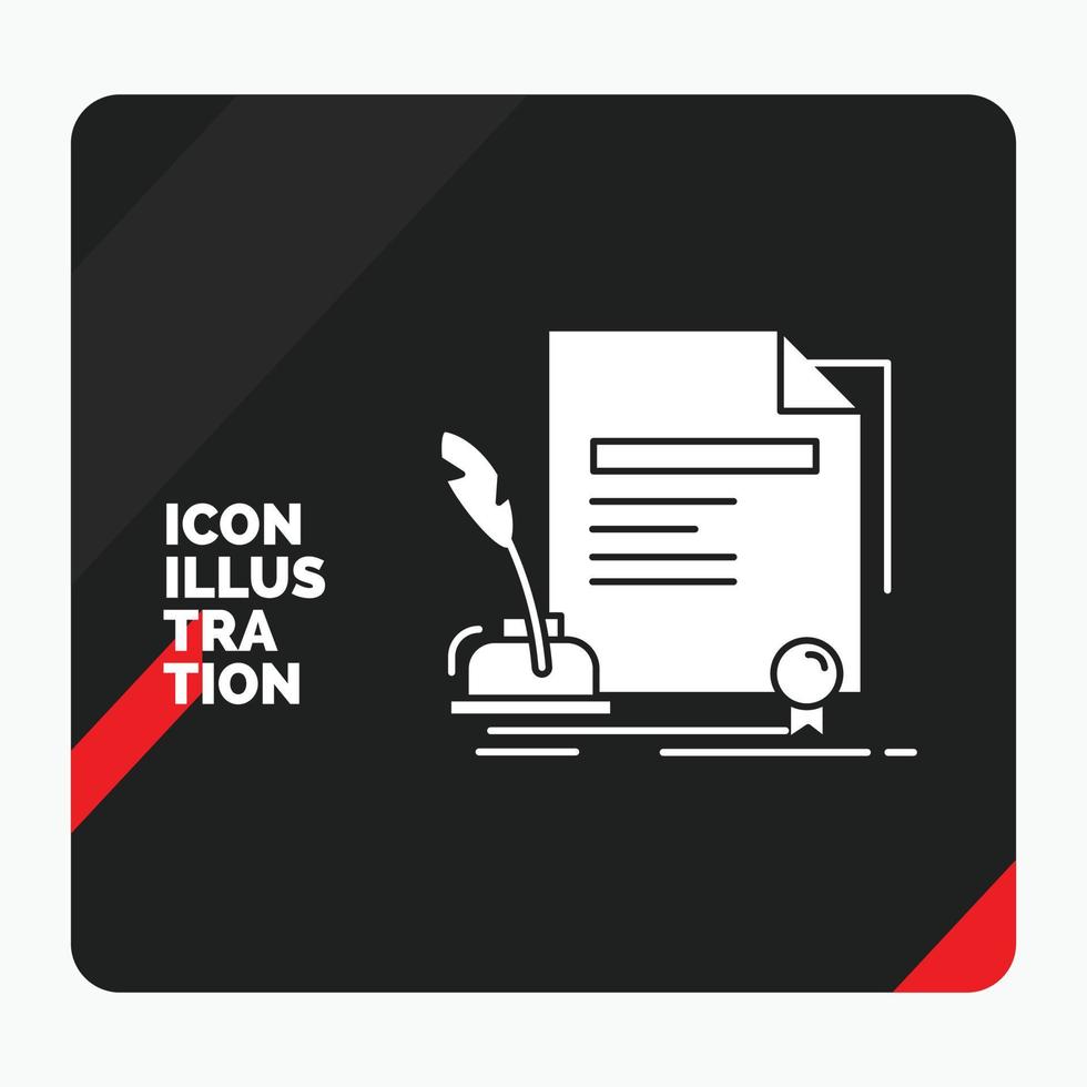 Red and Black Creative presentation Background for contract. paper. document. agreement. award Glyph Icon vector