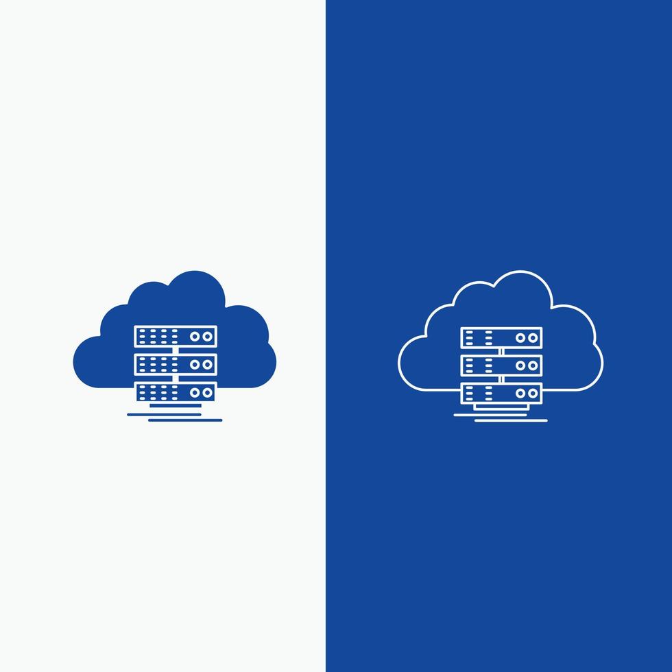 cloud. storage. computing. data. flow Line and Glyph web Button in Blue color Vertical Banner for UI and UX. website or mobile application vector