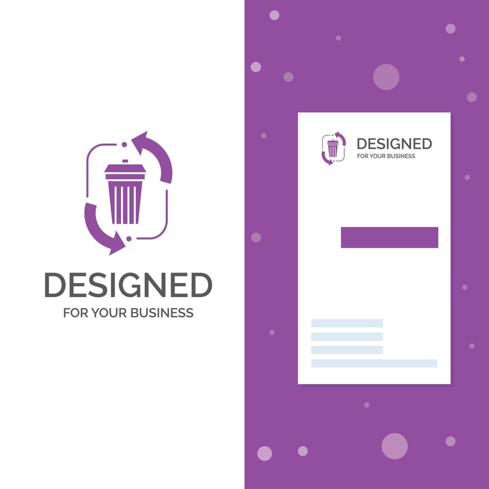 Business Logo for waste. disposal. garbage. management. recycle. Vertical Purple Business .Visiting Card template. Creative background vector illustration