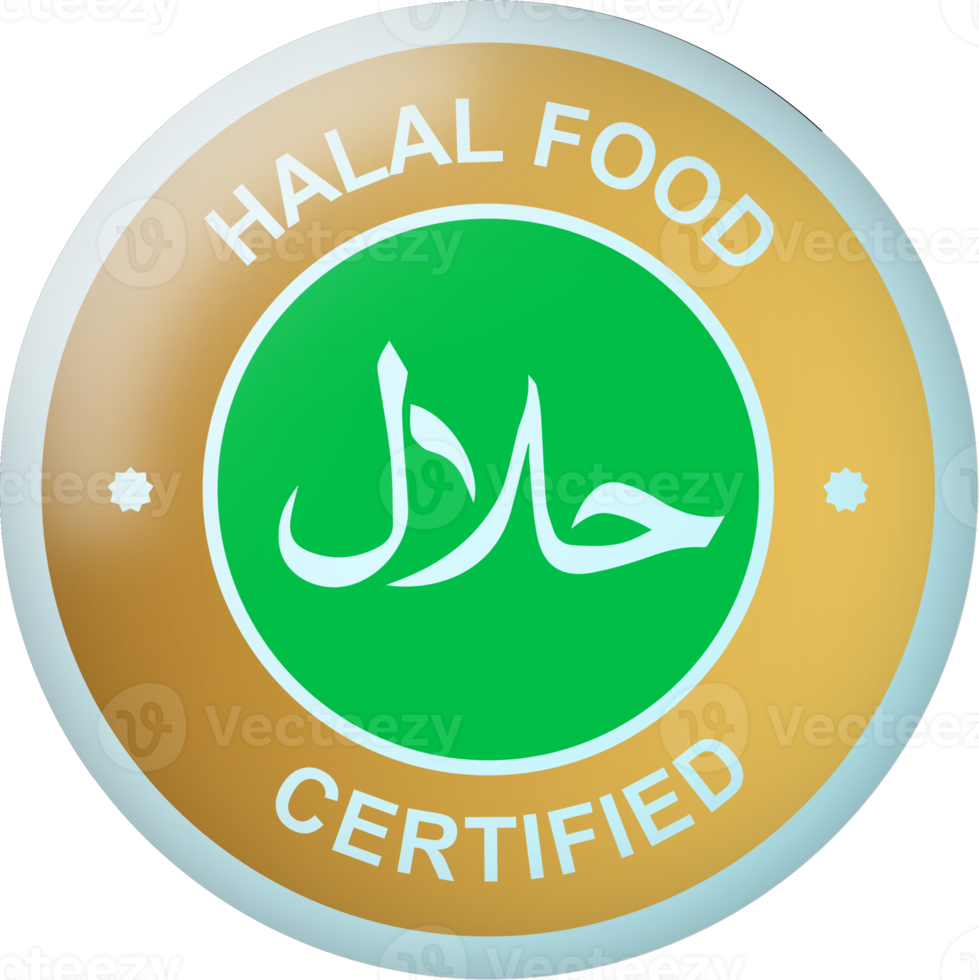 Halal food label with golden and green colors. Badges or labels for
