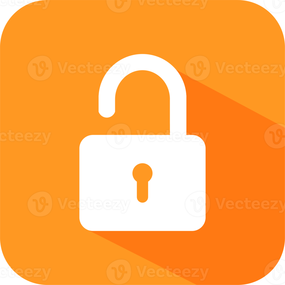 Unlocked solid icon in flat style. Padlock signs illustration. png