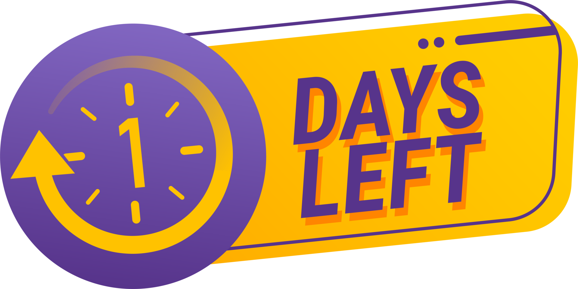 1 days left countdown png illustration template. Countdown days sign to event in yellow and purple color.