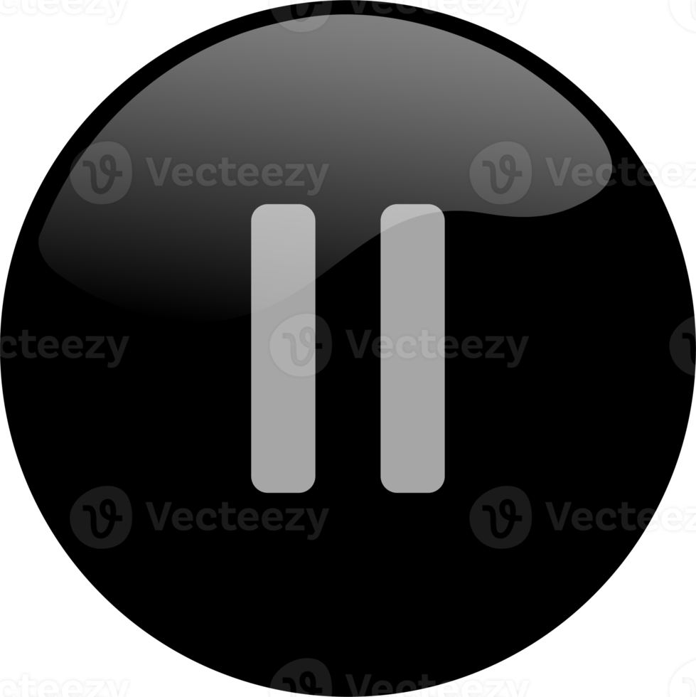 Pause icon for media player button interface. Video and audio player navigations symbol in black color. png