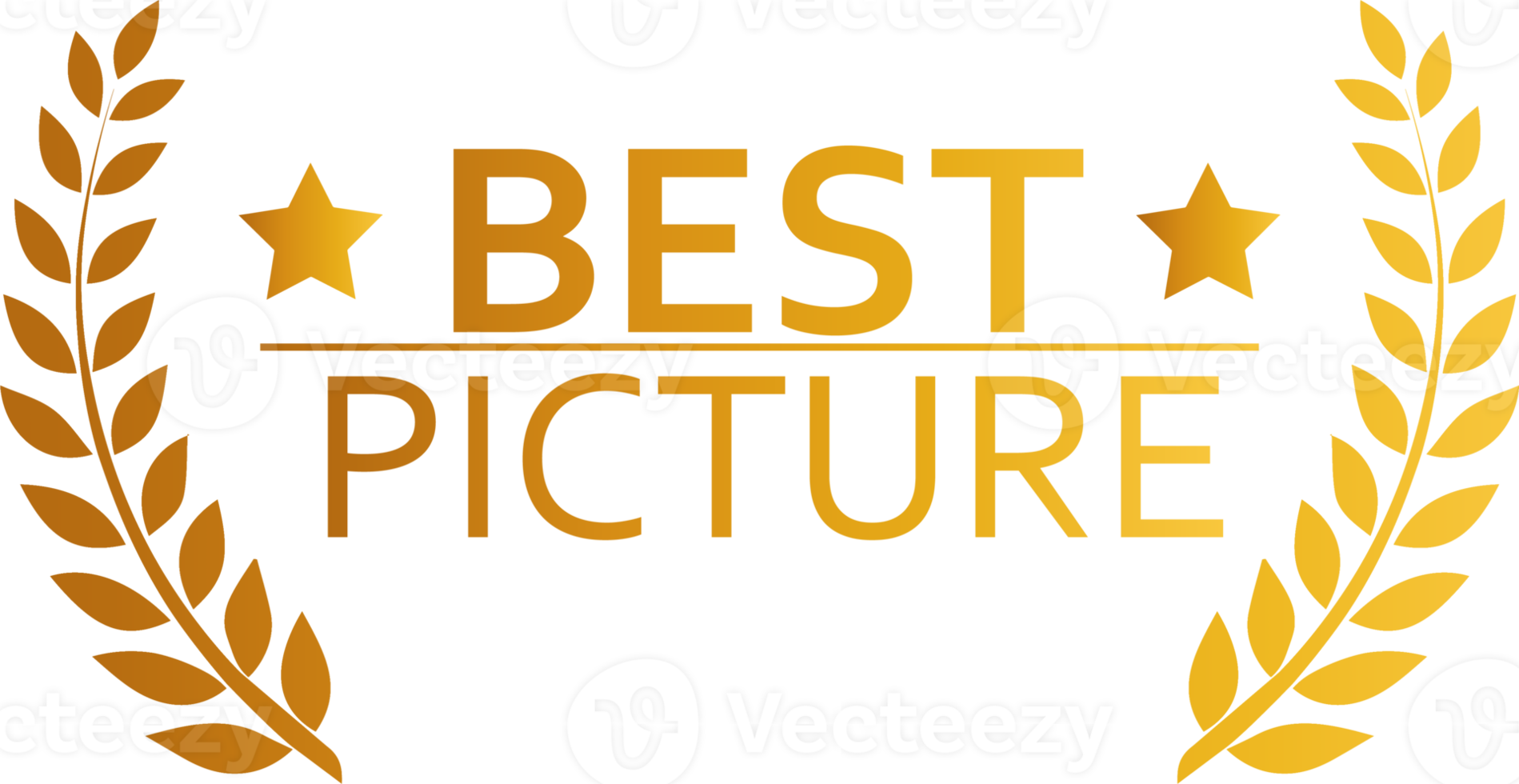 Best picture award illustration in golden colors. Tribute sign with laurel wreath. png