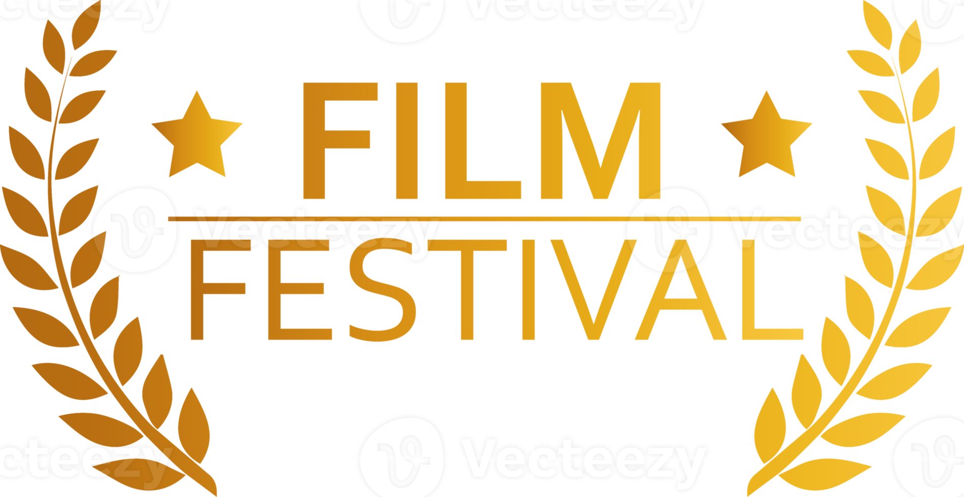 film festival prijs illustratie in gouden kleuren. eerbetoon teken met laurier lauwerkrans. png