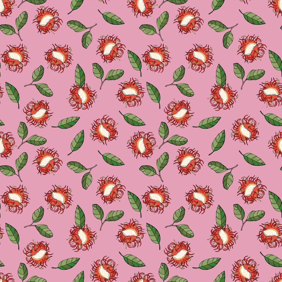 Seamless pattern with rambutans. Design for fabric, textile, wallpaper, packaging. vector