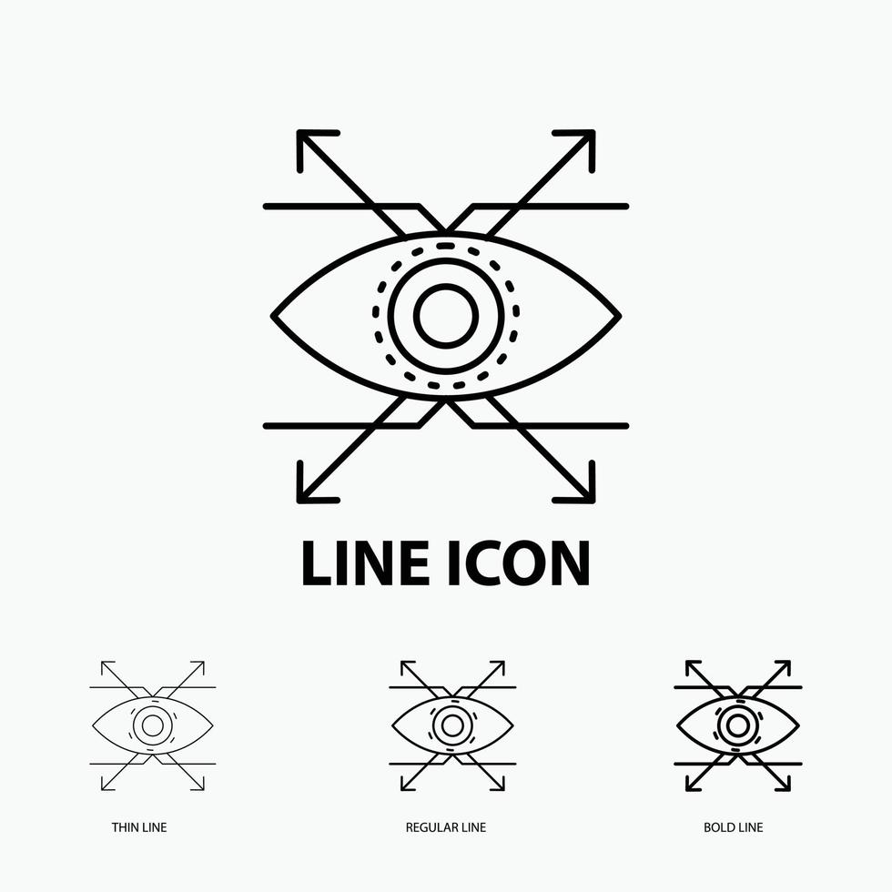Business. eye. look. vision Icon in Thin. Regular and Bold Line Style. Vector illustration