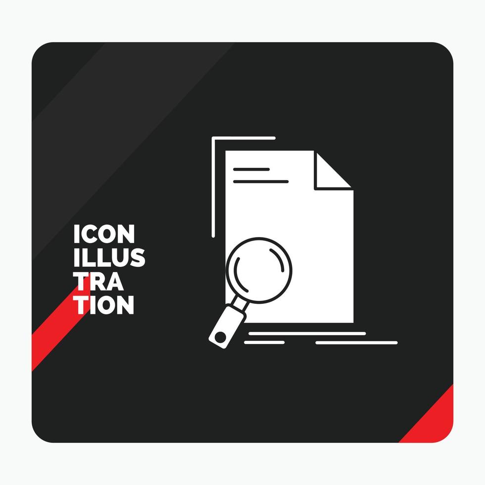 Red and Black Creative presentation Background for Analysis. document. file. find. page Glyph Icon vector