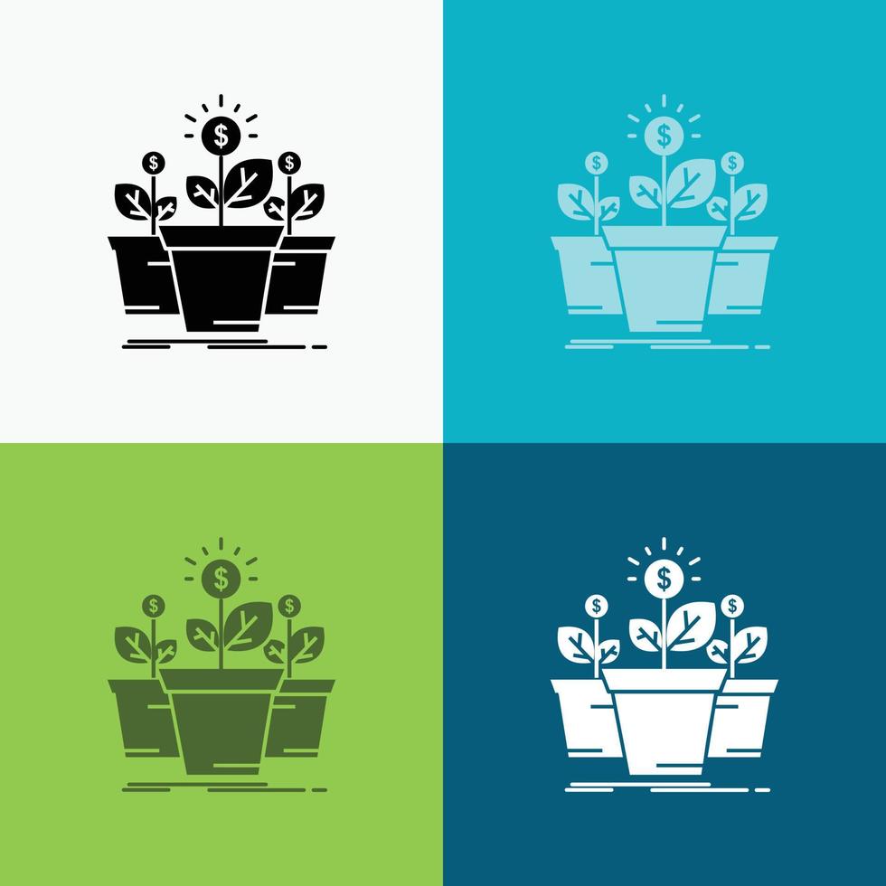 growth. money. plant. pot. tree Icon Over Various Background. glyph style design. designed for web and app. Eps 10 vector illustration