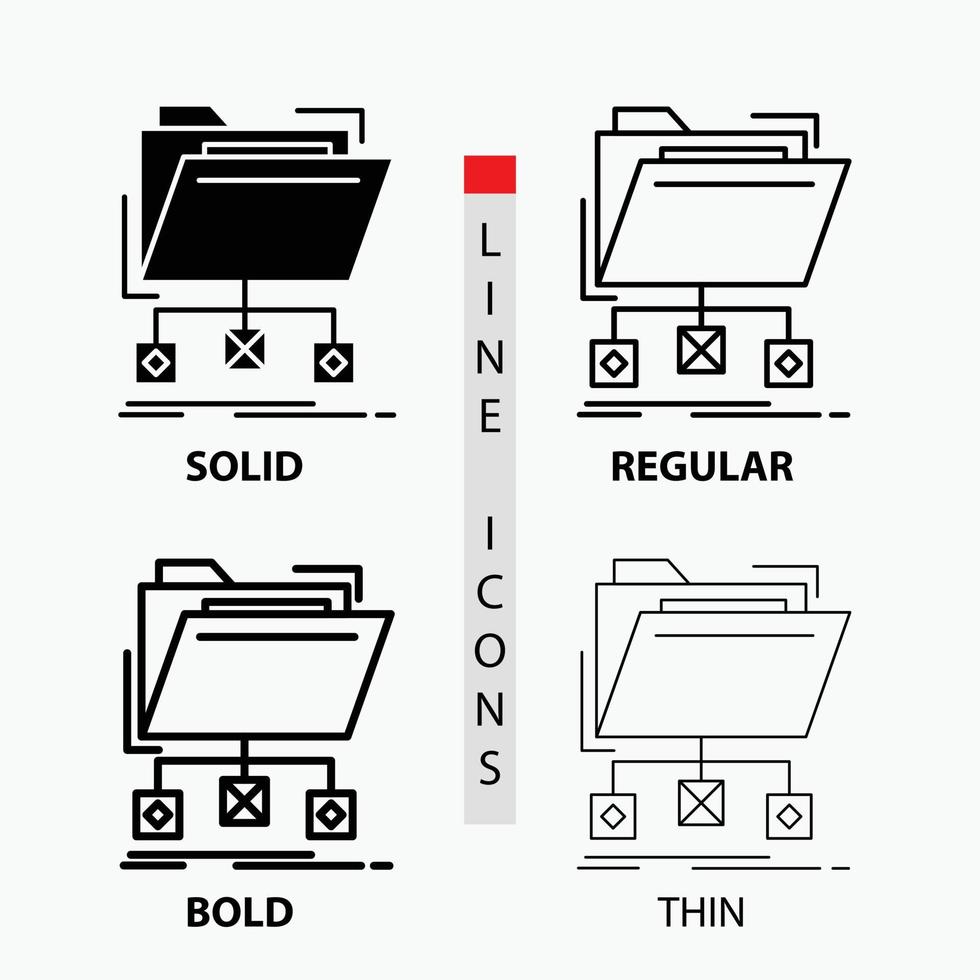 backup. data. files. folder. network Icon in Thin. Regular. Bold Line and Glyph Style. Vector illustration