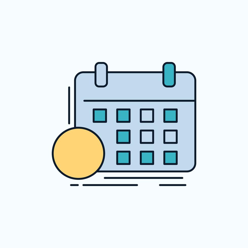 schedule. classes. timetable. appointment. event Flat Icon. green and Yellow sign and symbols for website and Mobile appliation. vector illustration
