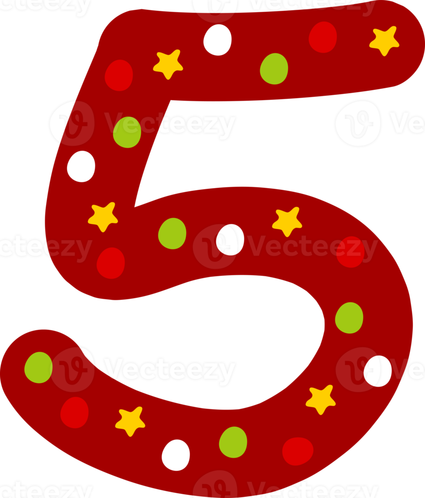 Christmas five number decoration lettering png