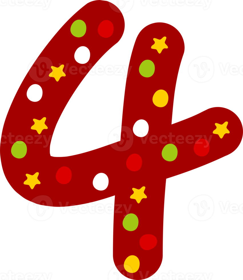 Weihnachtsdekoration mit vier Zahlen png