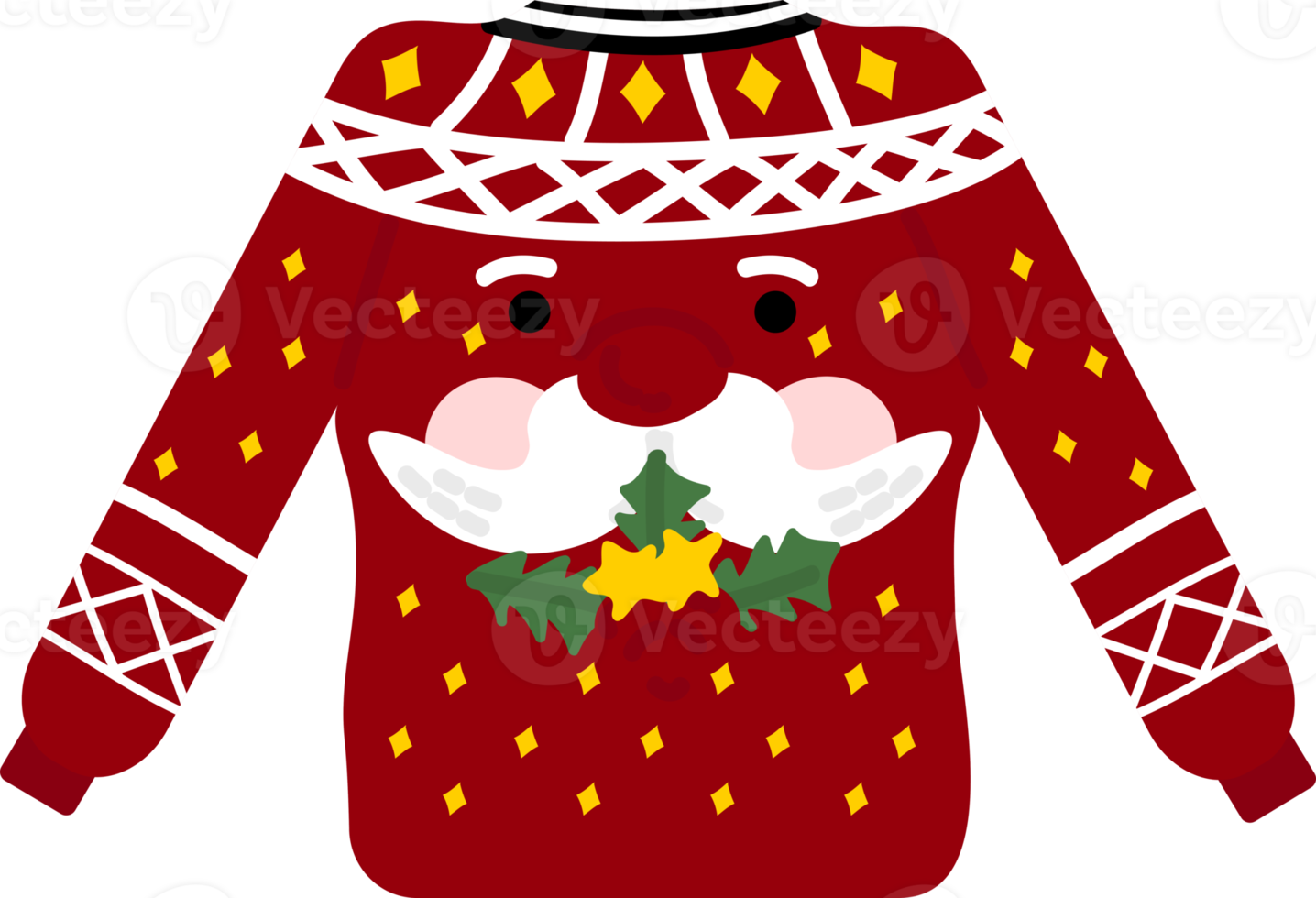 Christmas sweater. Garlands, flags, labels, bubbles, ribbons and stickers. Collection of Merry Christmas decorative icons. png