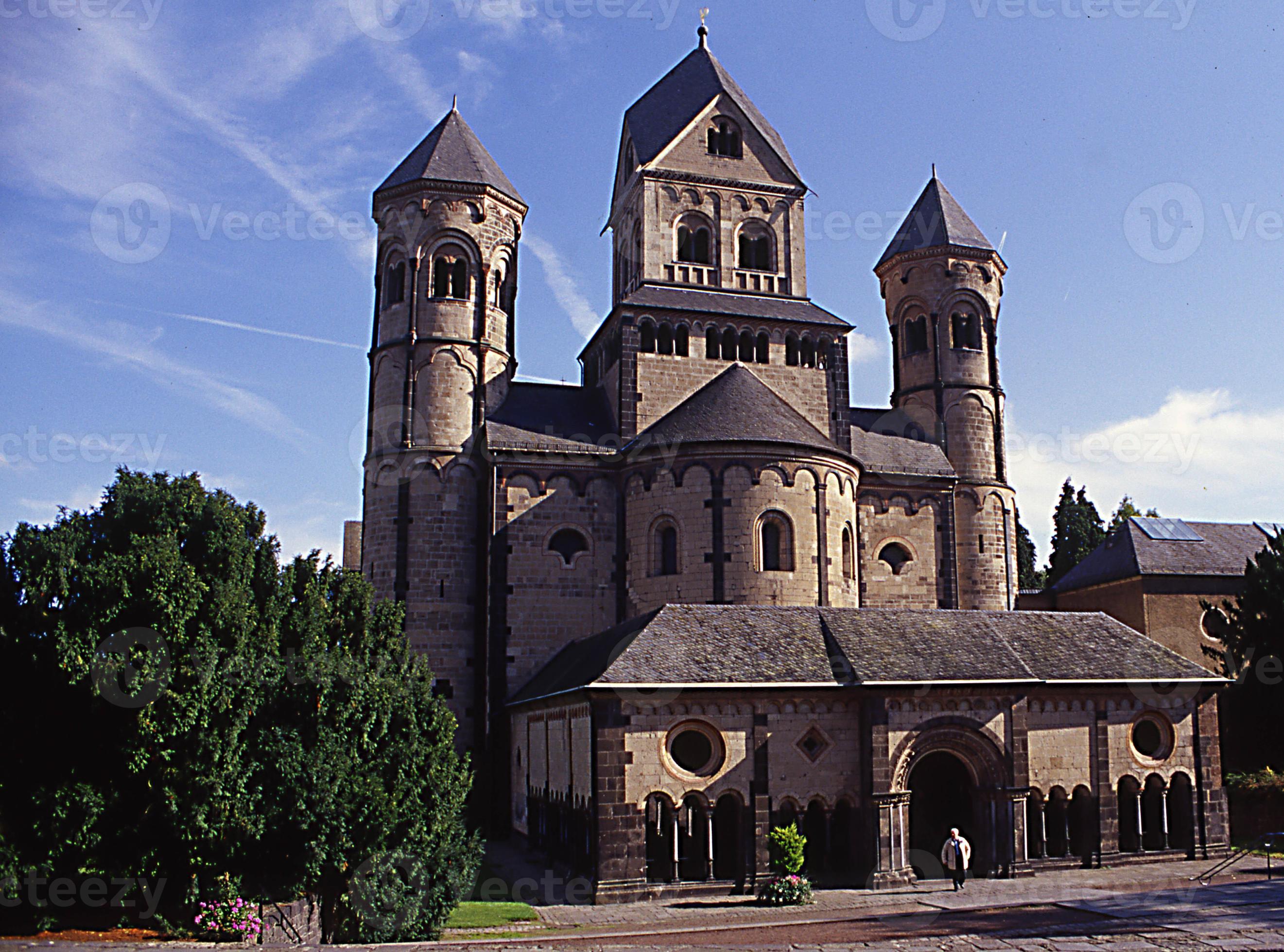 Maria Laach Abbey on Lake Laacher See 12872097 Stock Photo at Vecteezy