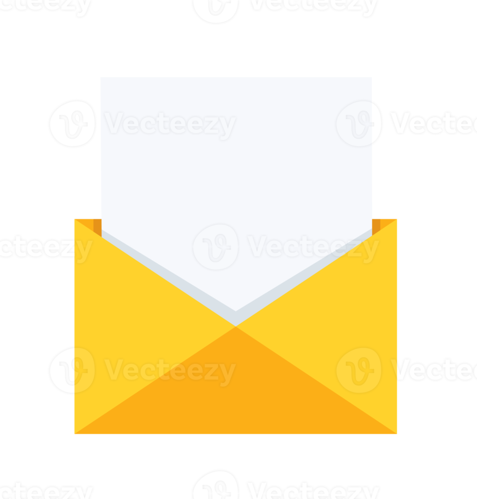 Open envelope with a paper document png