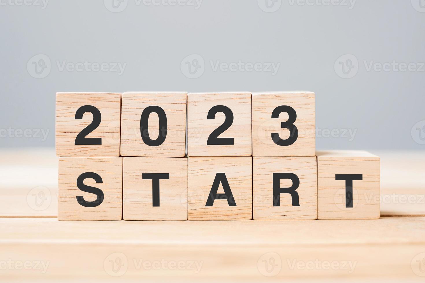 2023 START text on table. Resolution, strategy, goal, motivation, reboot, business and New Year holiday concepts photo