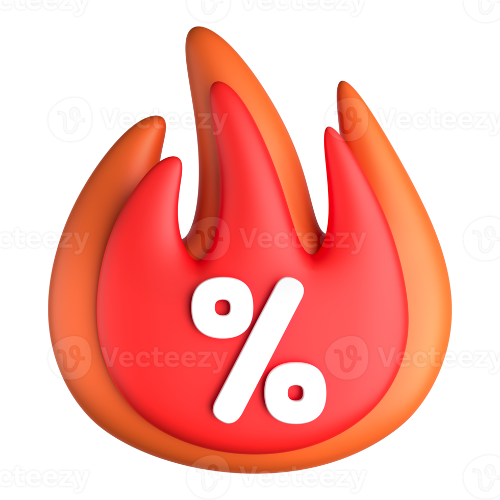 Fire Icon Discount 3D png