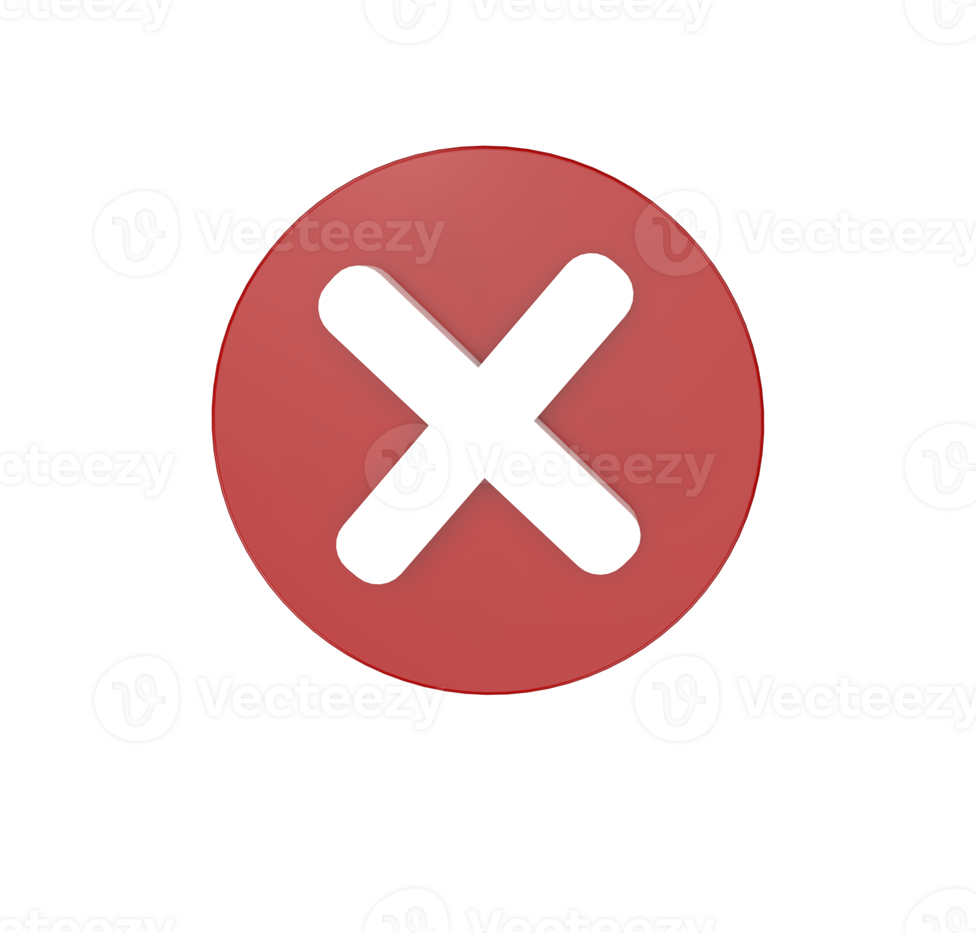 minimal 3d Illustration Red cross check mark sign, Negative or decline