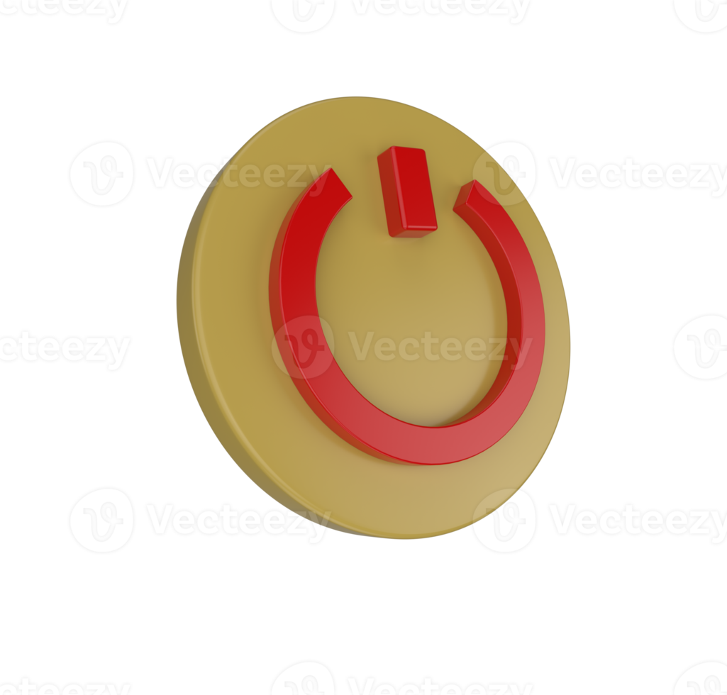 minimal 3d Illustration power button icon. 3d Rendering of push-button. png