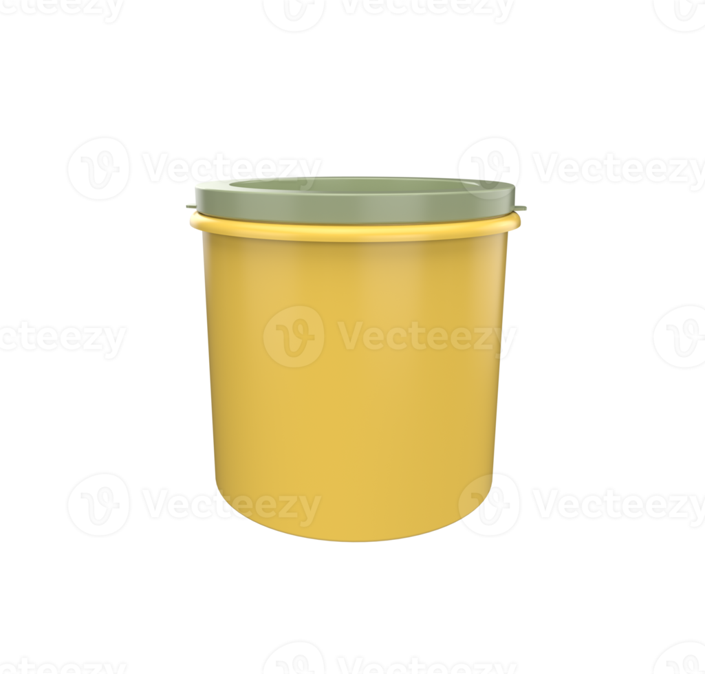 3d Illustration Empty round Plastic container box mockup, round box, plastic jar. png