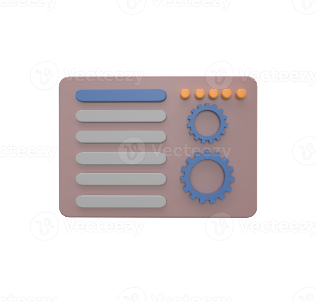 minimal 3d Illustration Web maintenance concept. Landing page, gear, SEO Optimization, web analytics. png