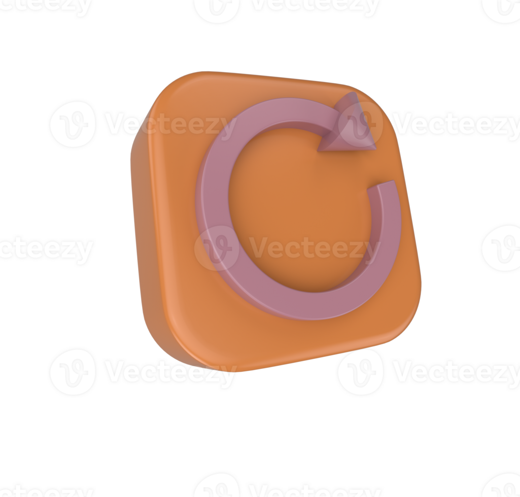 Symbol für minimale 3D-Illustration nach rechts drehen, neu laden, aktualisieren, Pfeil, drehen png