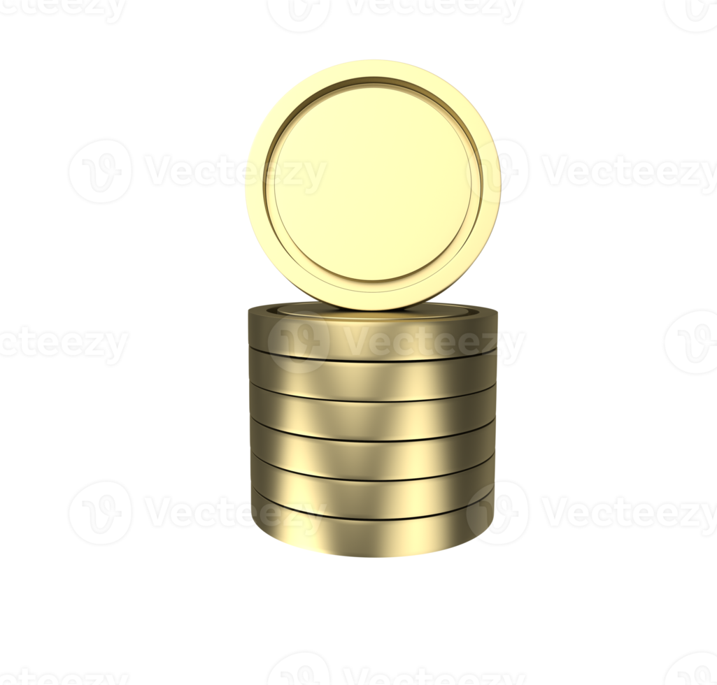 minimal 3d Illustration Golden coin stack. stack like income graph concept. png