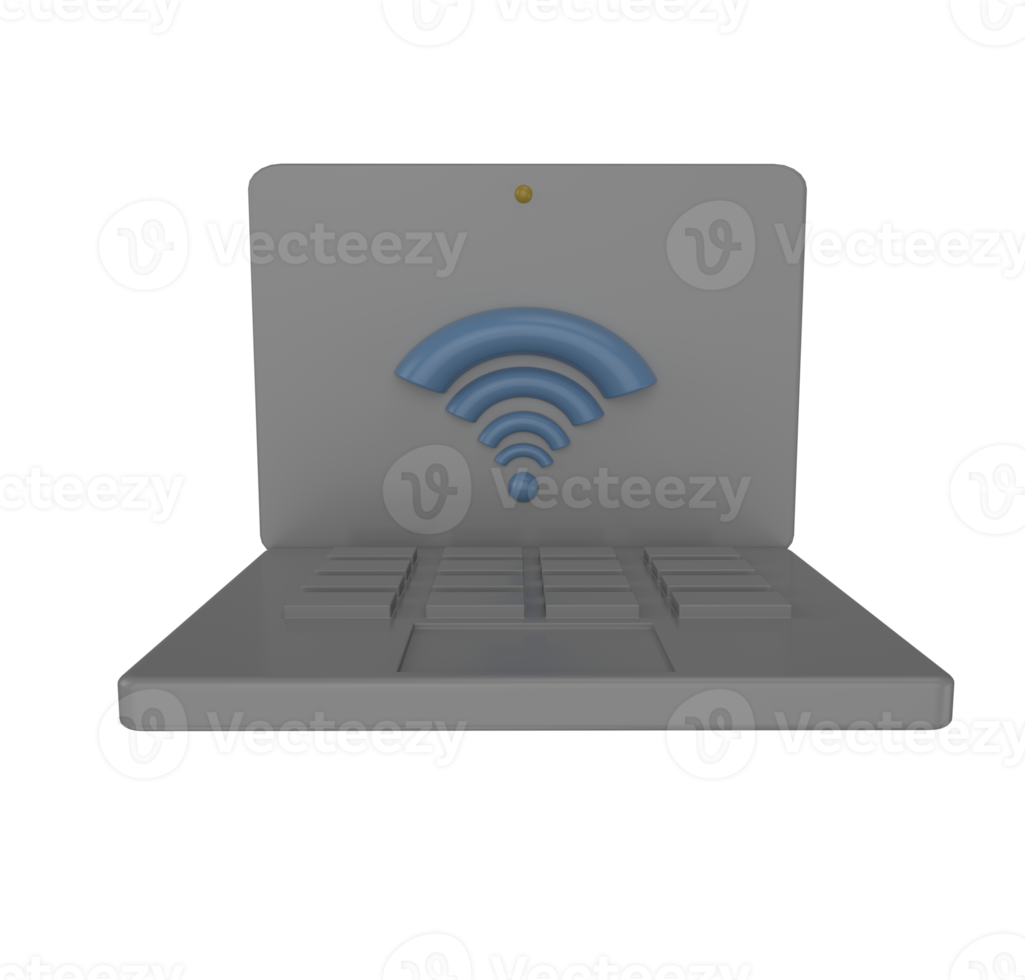 minimal 3d Illustration Wireless laptop icon. Internet of things concept with wireless connection png