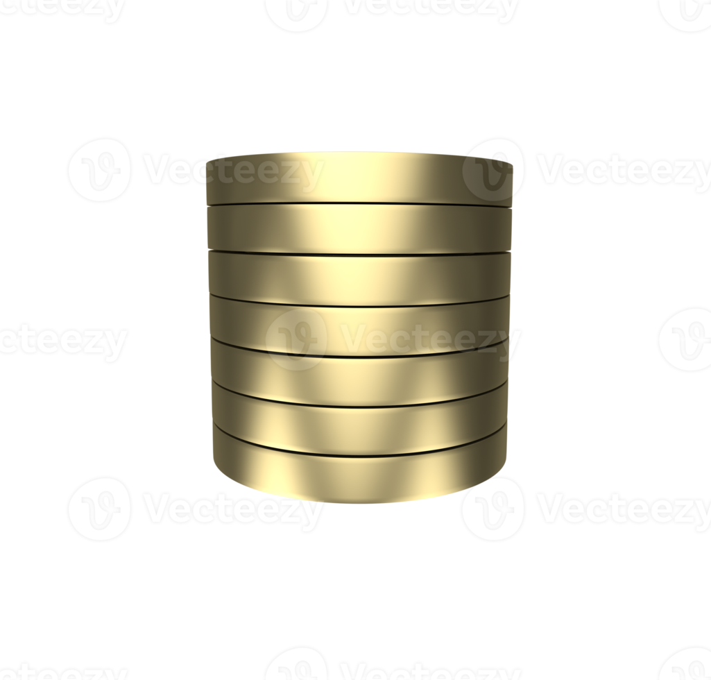 minimal 3d Illustration Golden coin stack. stack like income graph concept. png