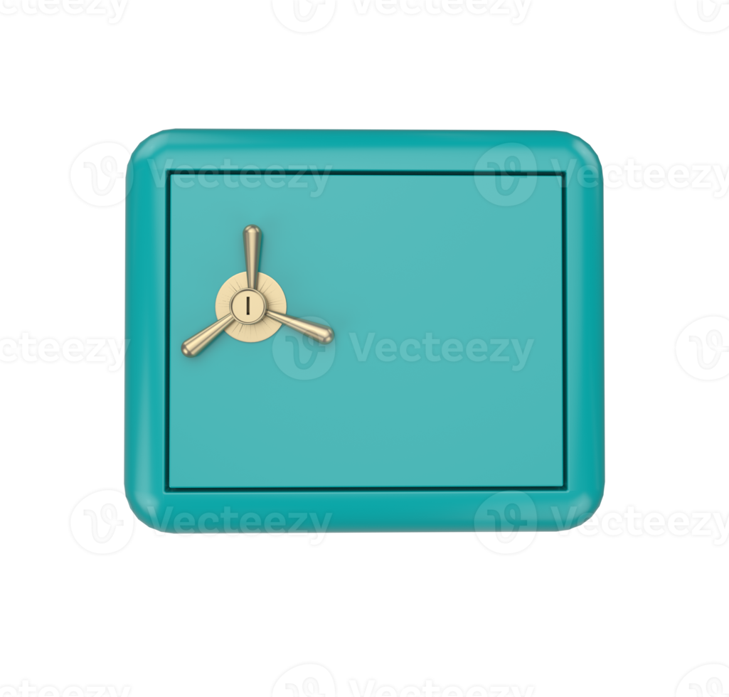 minimal 3d Illustration bank Safe box with Golden handle. security concept. png