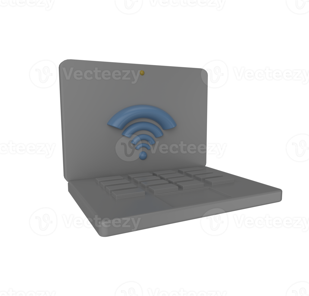 minimal 3d Illustration Wireless laptop icon. Internet of things concept with wireless connection png