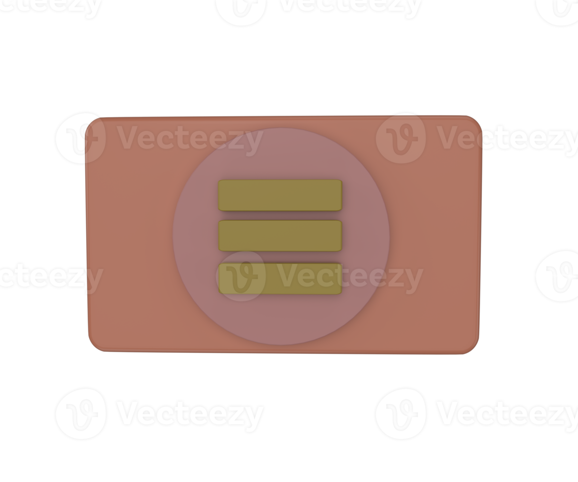 minimal 3d Illustration Hamburger menu. List menu button 3d render. png