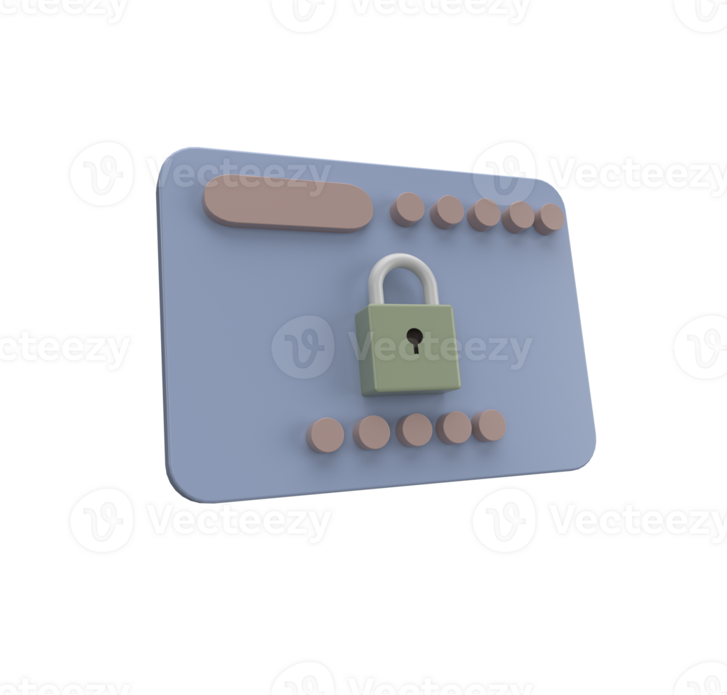 minimale 3D-Illustration Web-Datensicherheitssymbol. sichere Informationen, Cybersicherheit und Datenschutz. Datenschutzinformationen png