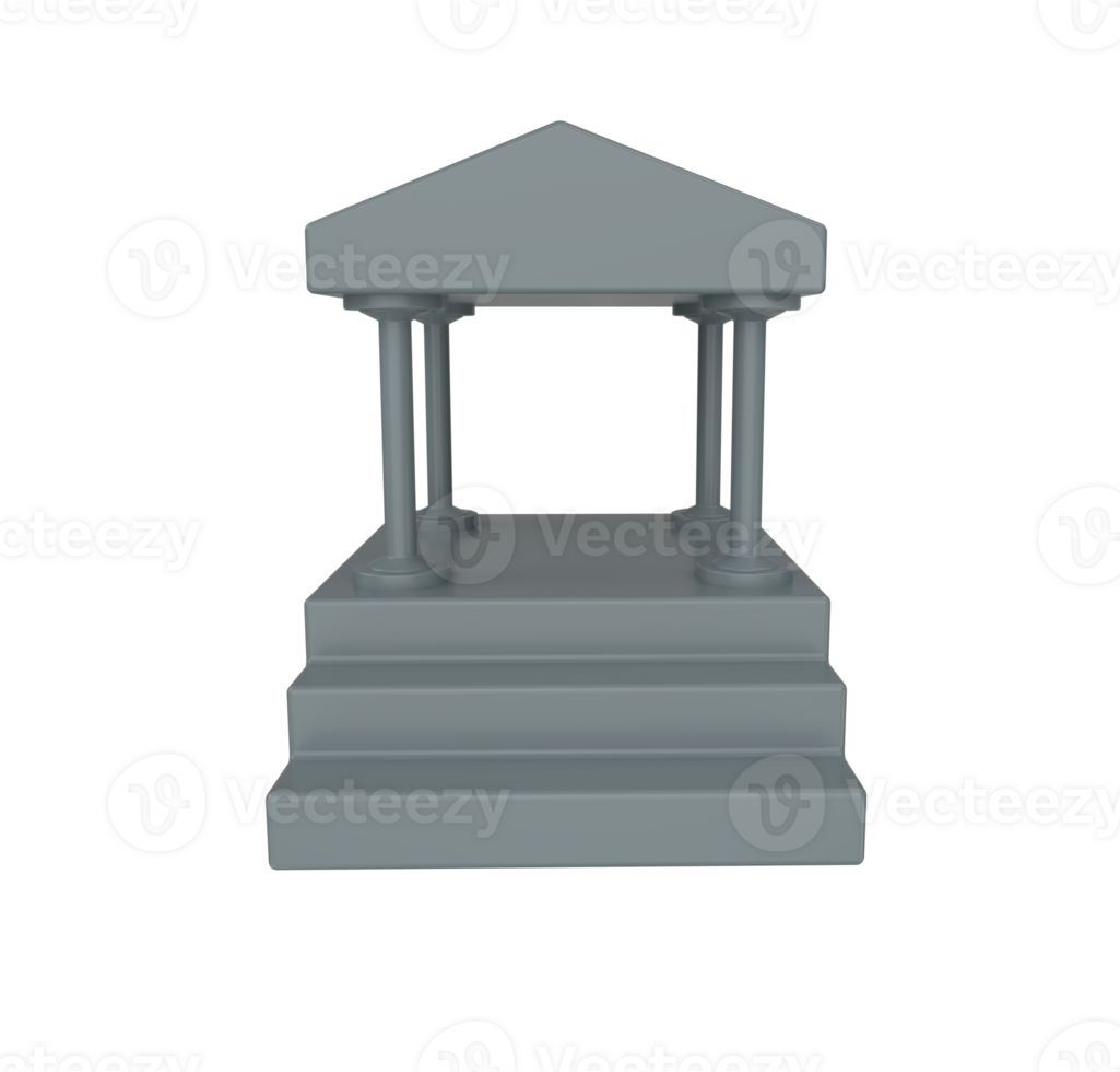 minimale 3D-Darstellung Bankgebäude-Symbol im antiken Stil mit der Säule. Geschäfts- und Finanzkonzept. png