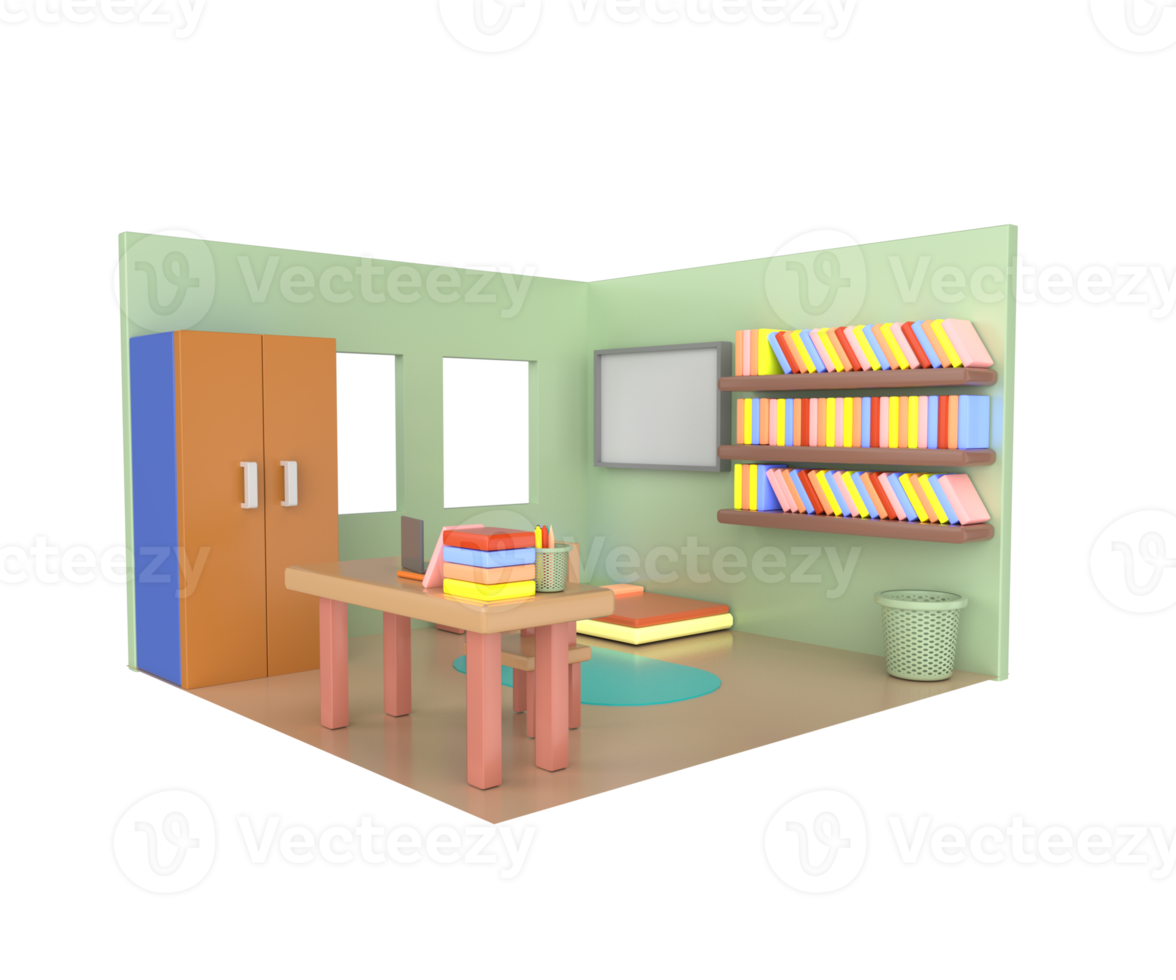 ilustração 3d mínima conceito de design de interiores de sala de estar 3d render. png