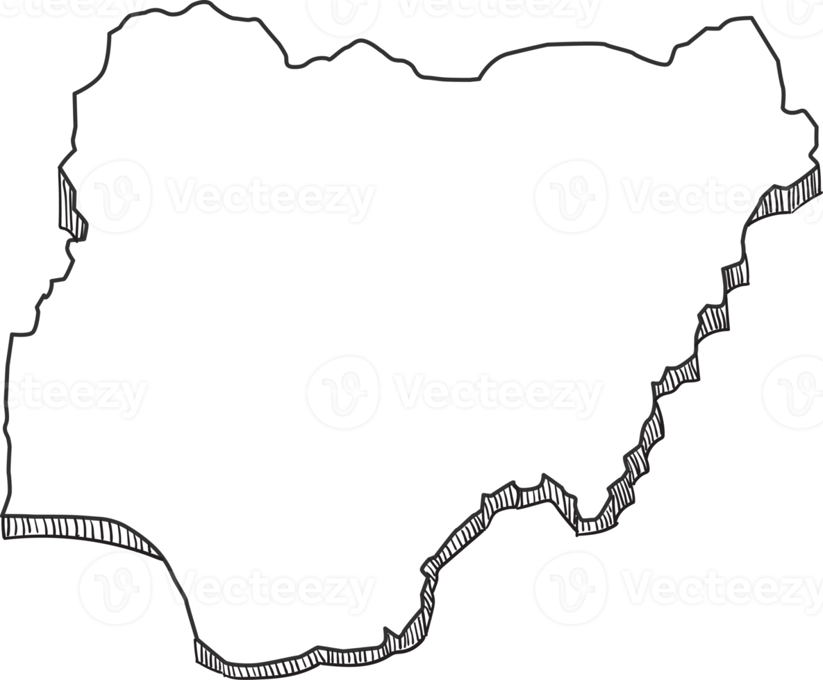 Hand Drawn of Nigeria 3D Map png
