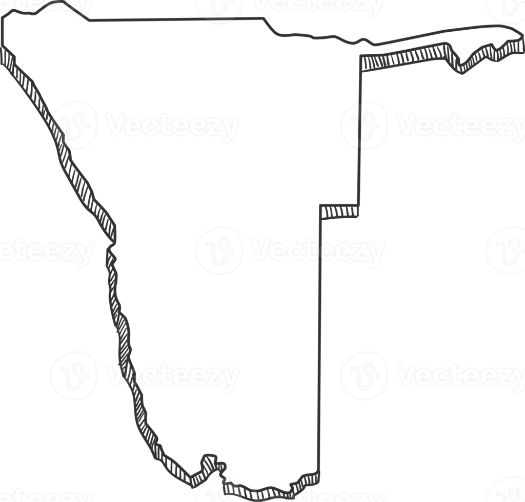 Hand Drawn of Namibia 3D Map png
