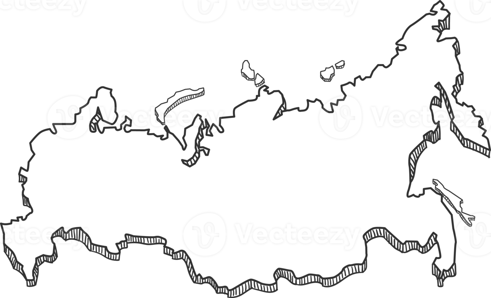 Hand Drawn of Russia 3D Map png