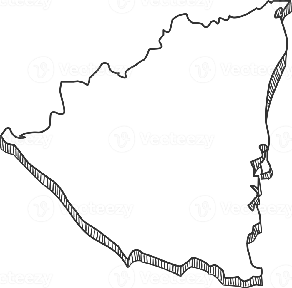 Hand Drawn of Nicaragua 3D Map png
