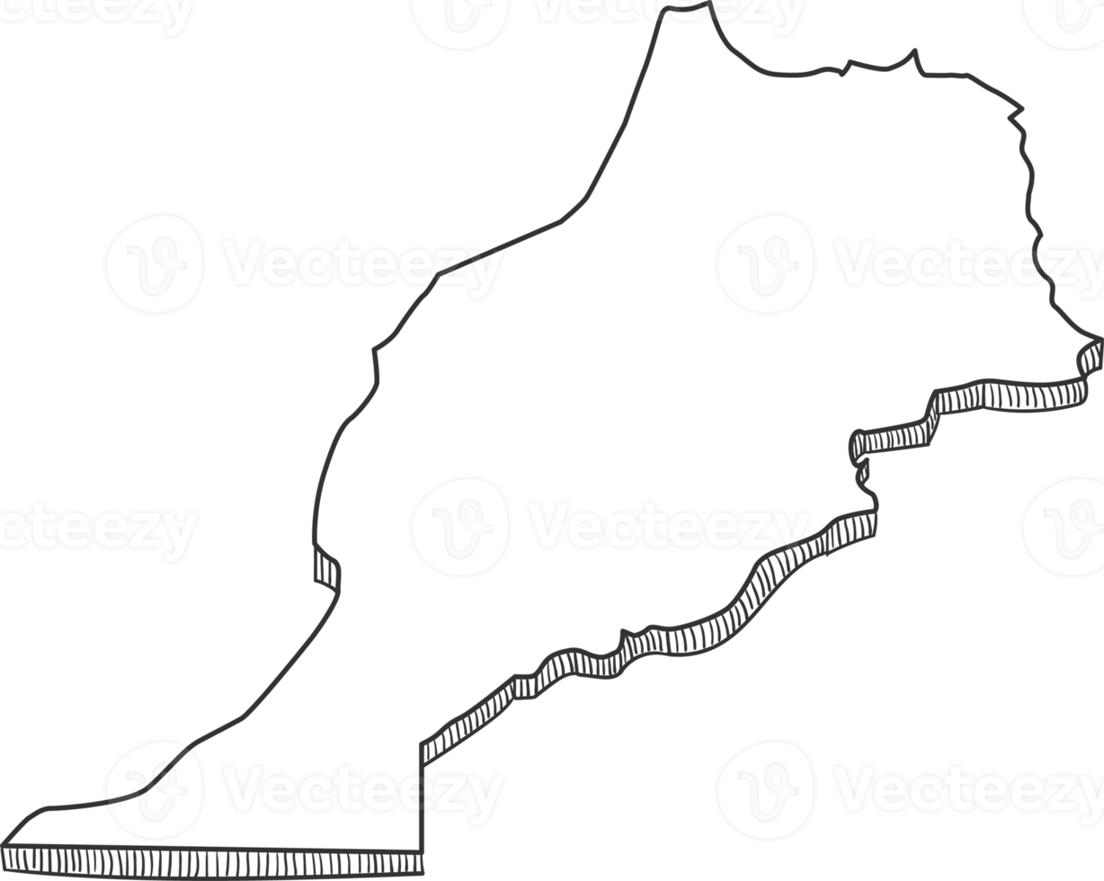 Hand Drawn of Morocco 3D Map png