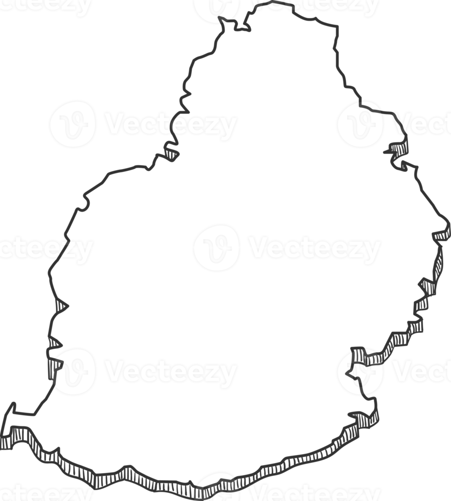 Hand Drawn of Mauritius 3D Map png