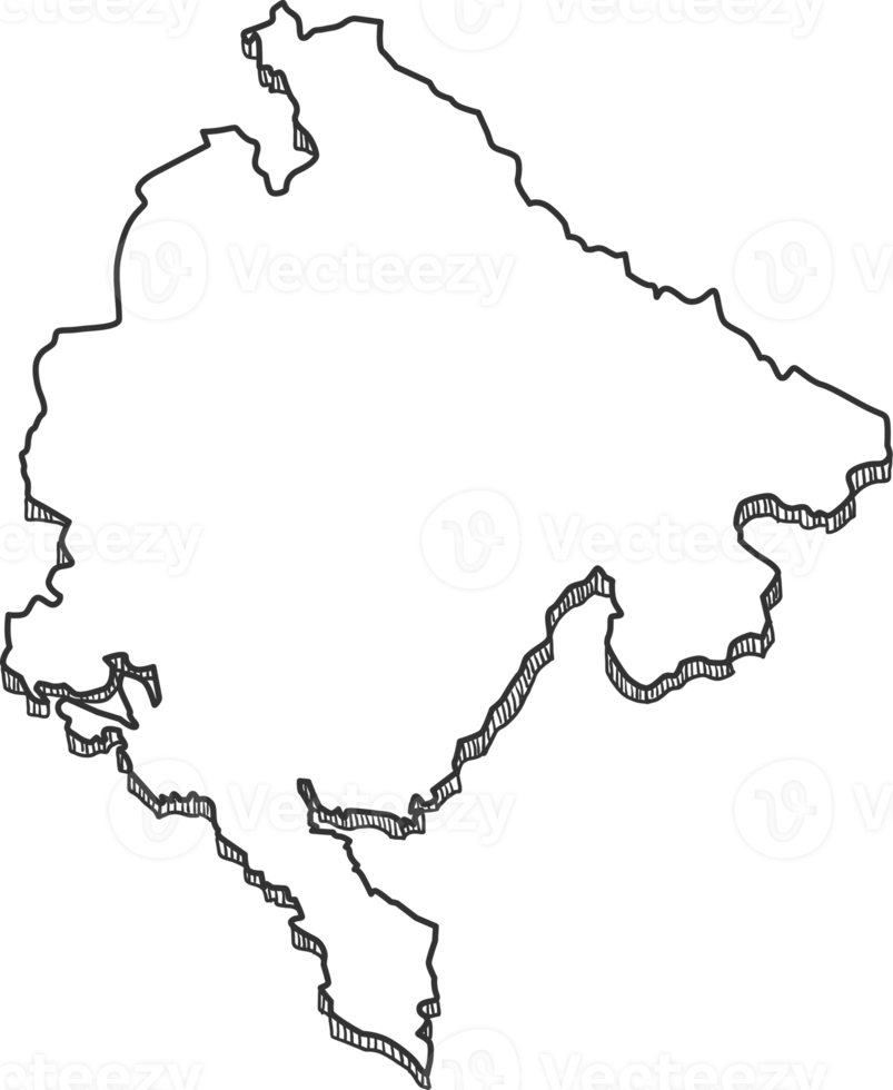 Hand Drawn of Montenegro 3D Map png