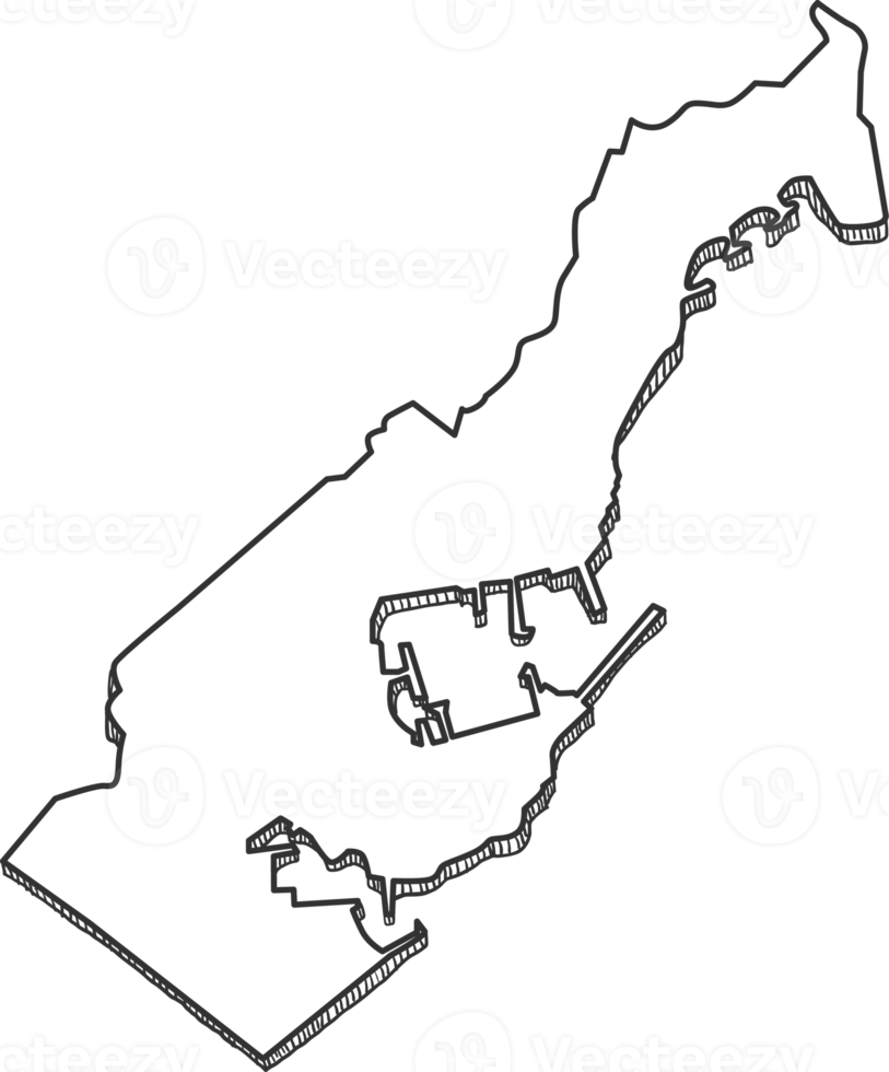 Hand Drawn of Monaco 3D Map png