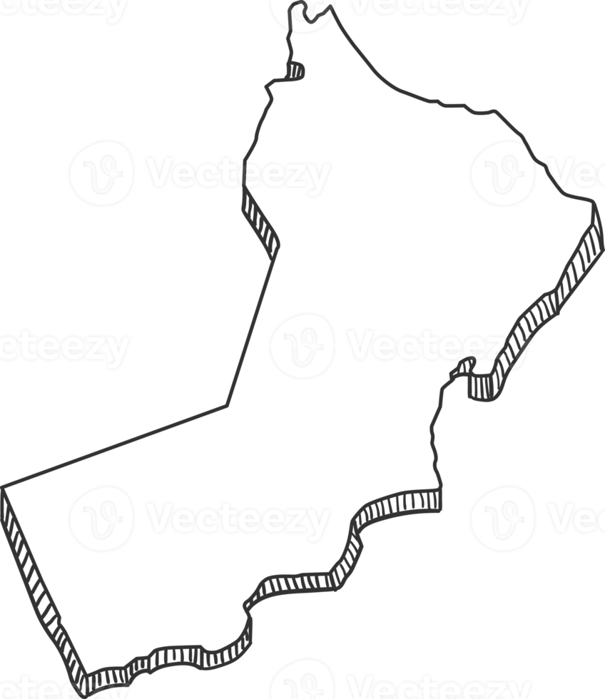 Hand Drawn of Oman 3D Map png