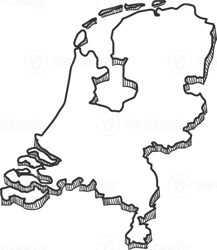 Hand Drawn of Netherlands 3D Map png