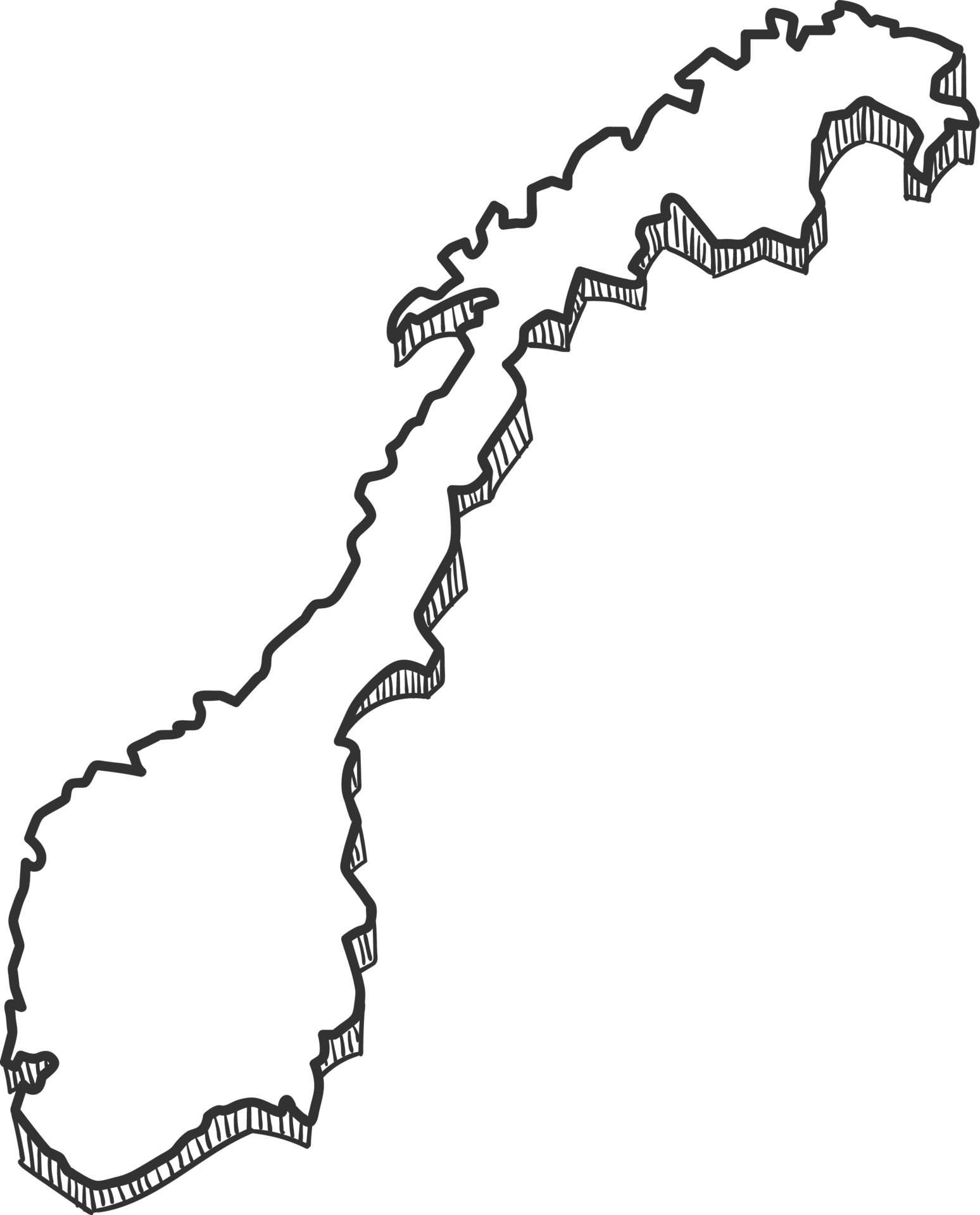 mão desenhada do mapa 3d da noruega 12872718 PNG