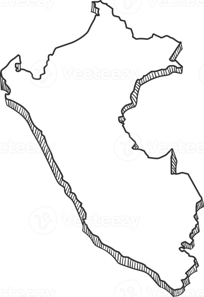 Hand Drawn of Peru 3D Map png